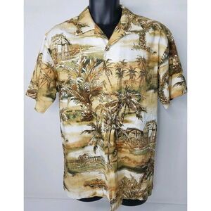 Mens Boca Classics Island Wear Button Down Camp Shirt Sz S Palm Trees Beach Huts